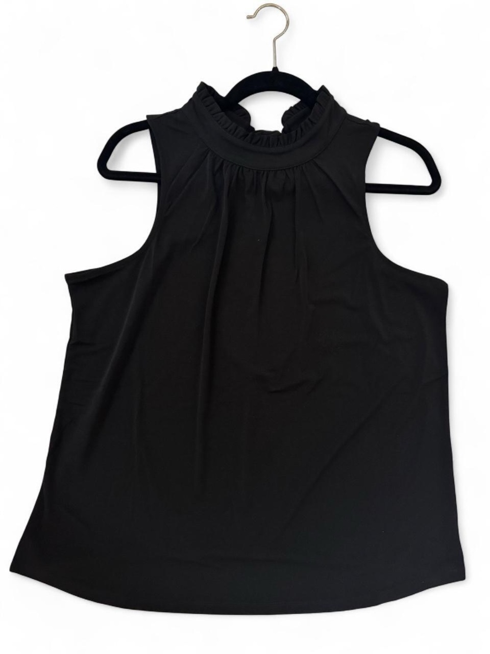 Banana Republic Black Ruffle Mock Neck Sleeveless Top | Brand New